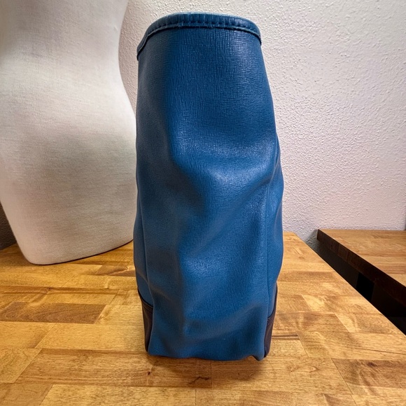 Coach Blue Saffiano Leather Colorblock North South Zip Top Tote 23891 - Picture 9 of 15